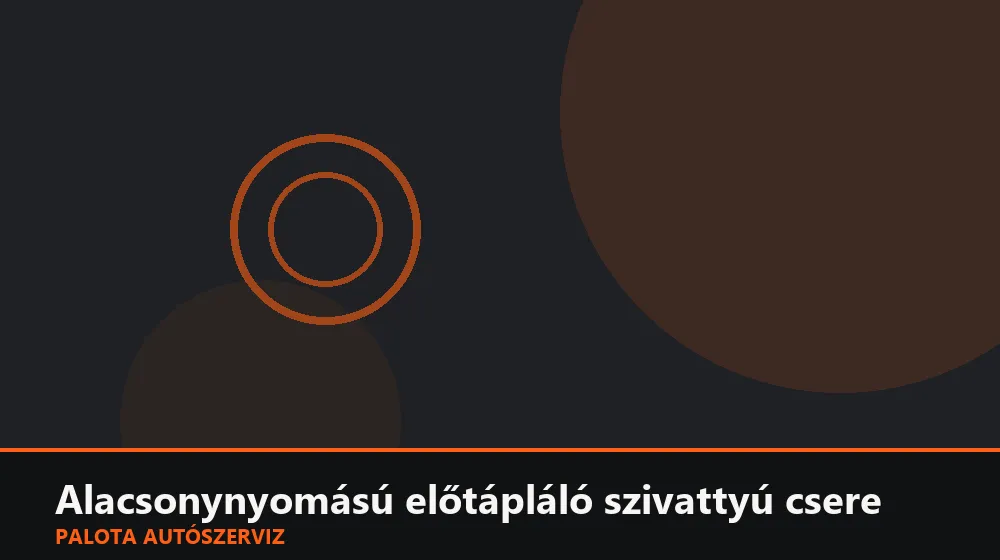 Alacsonynyomású előtápláló szivattyú csere - Palota Autószerviz Budapest