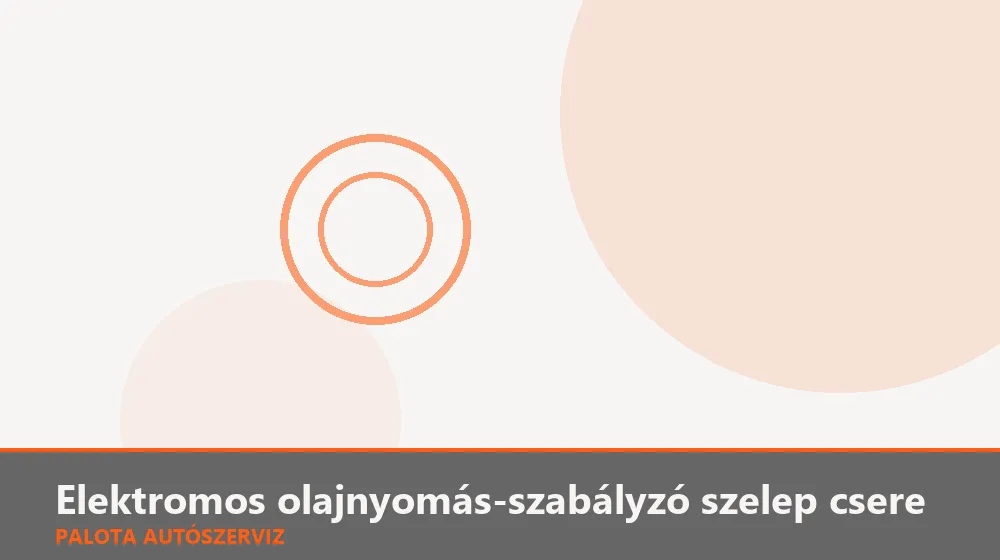 Elektromos olajnyomás-szabályzó szelep csere - Palota Autószerviz Budapest