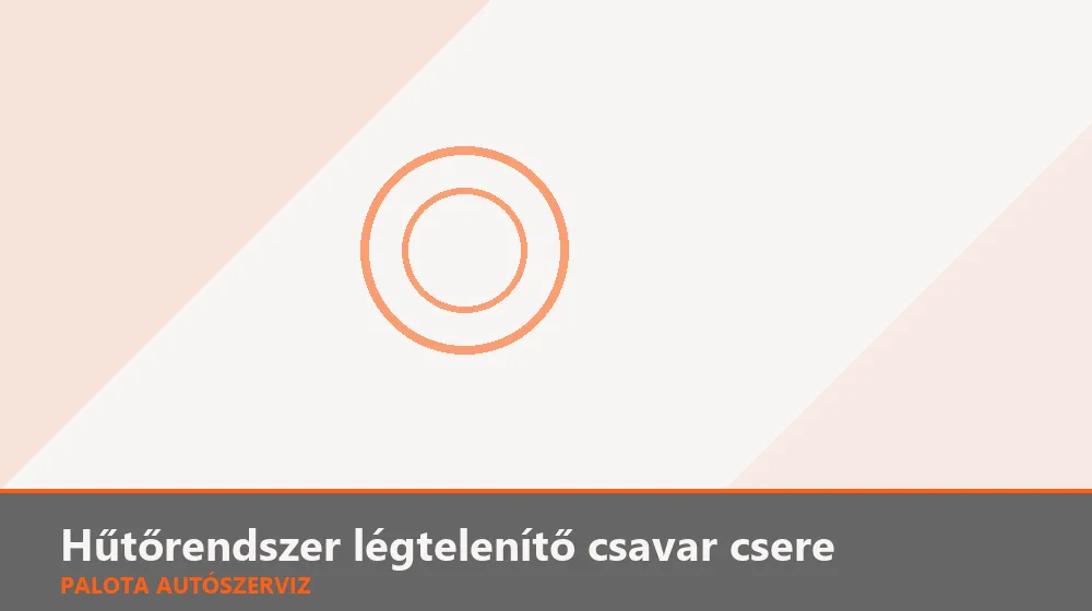 Hűtőrendszer légtelenítő csavar csere - Palota Autószerviz Budapest