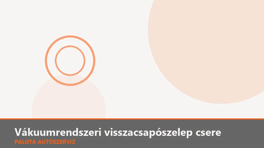 Vákuumrendszeri visszacsapószelep csere - Palota Autószerviz Budapest